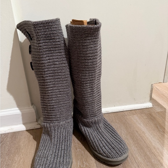 UGG Gray Knit Button Boots - Picture 2 of 6